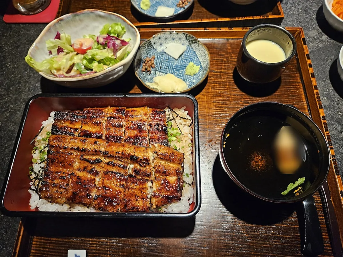 Manmok's one-eel rice bowl topped with thick eel