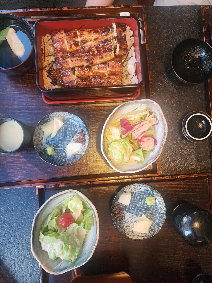 Neatly presented Manmok eel rice bowl meal