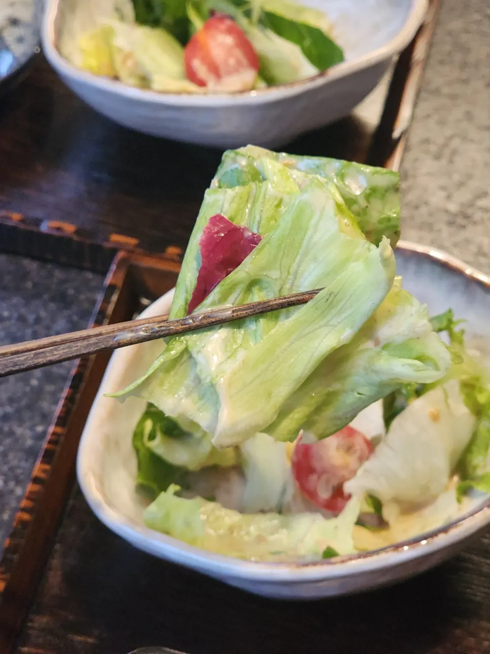 Side salad made with fresh vegetables