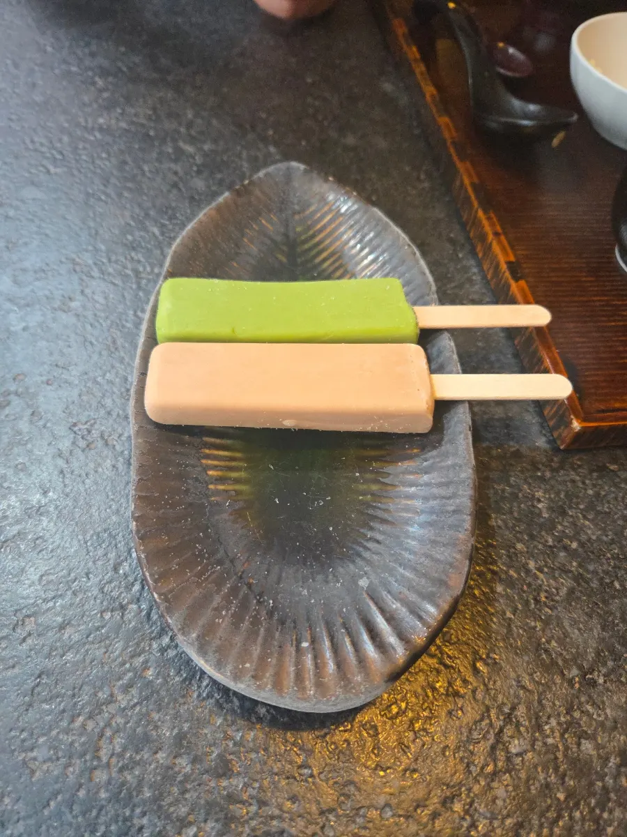 Green tea or black tea ice cream dessert