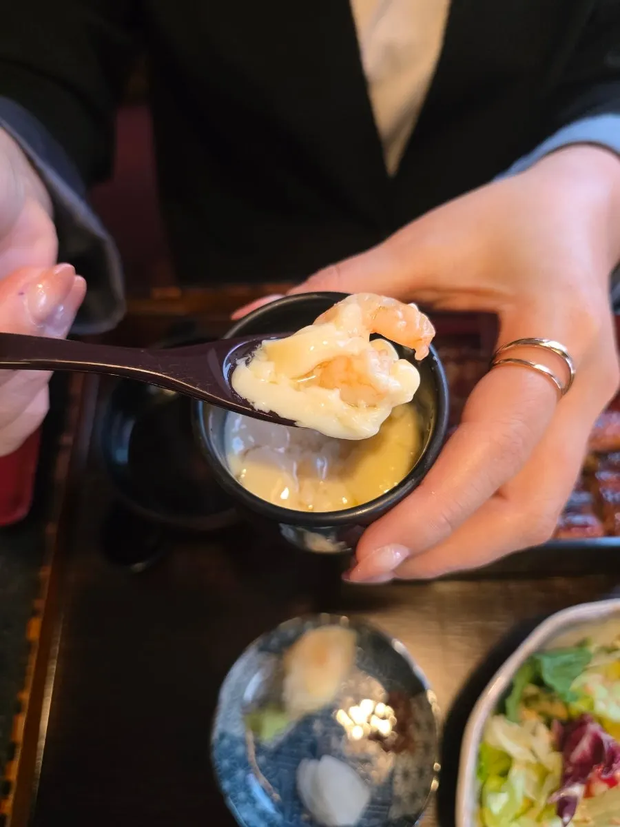 Soft chawanmushi with plump shrimp inside