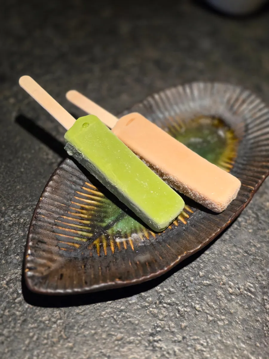Ice cream dessert served after the meal