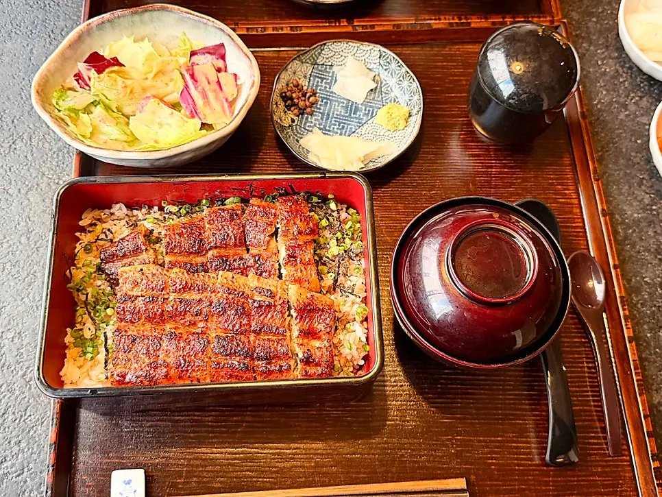 2단으로 올린 장어덮밥 한마리 반
