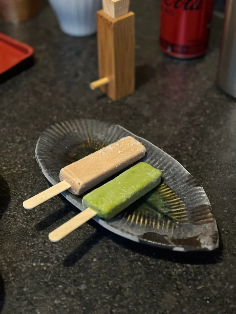 Matcha or black tea ice cream for dessert