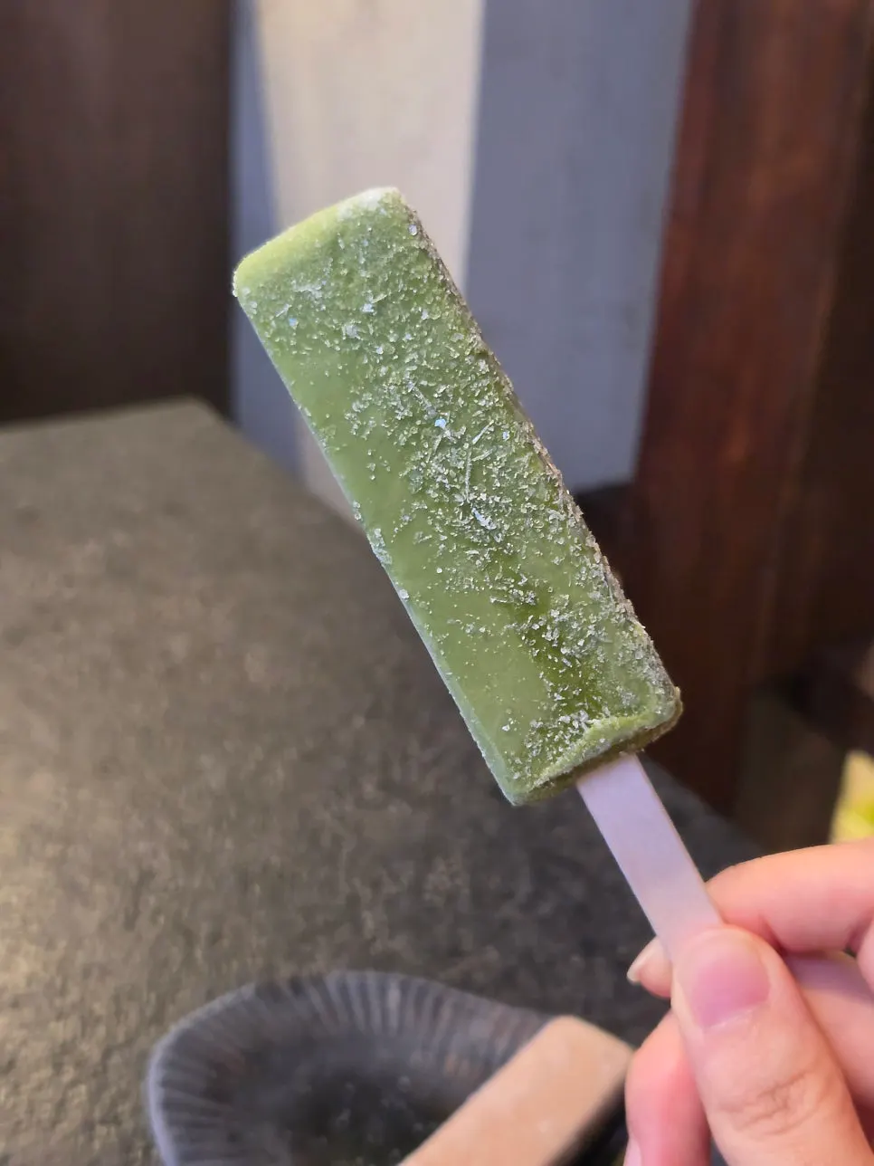 Scooping up a spoonful of the ice cream