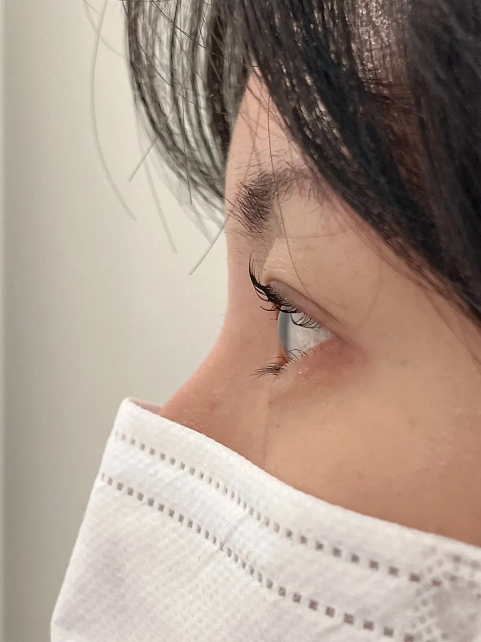 Eyes after the lash lift shot from a different angle