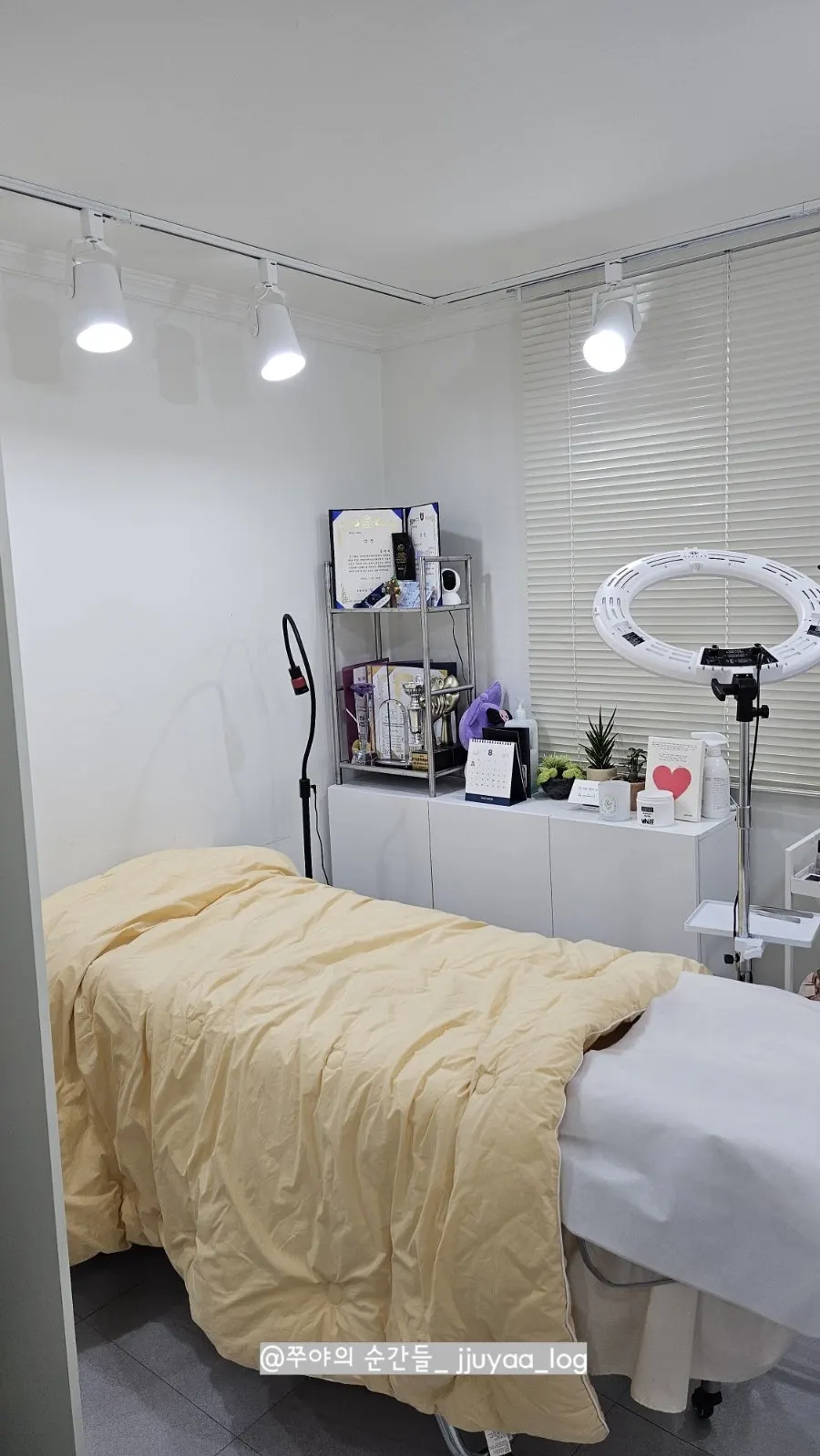Hygienically organized lash treatment tool area