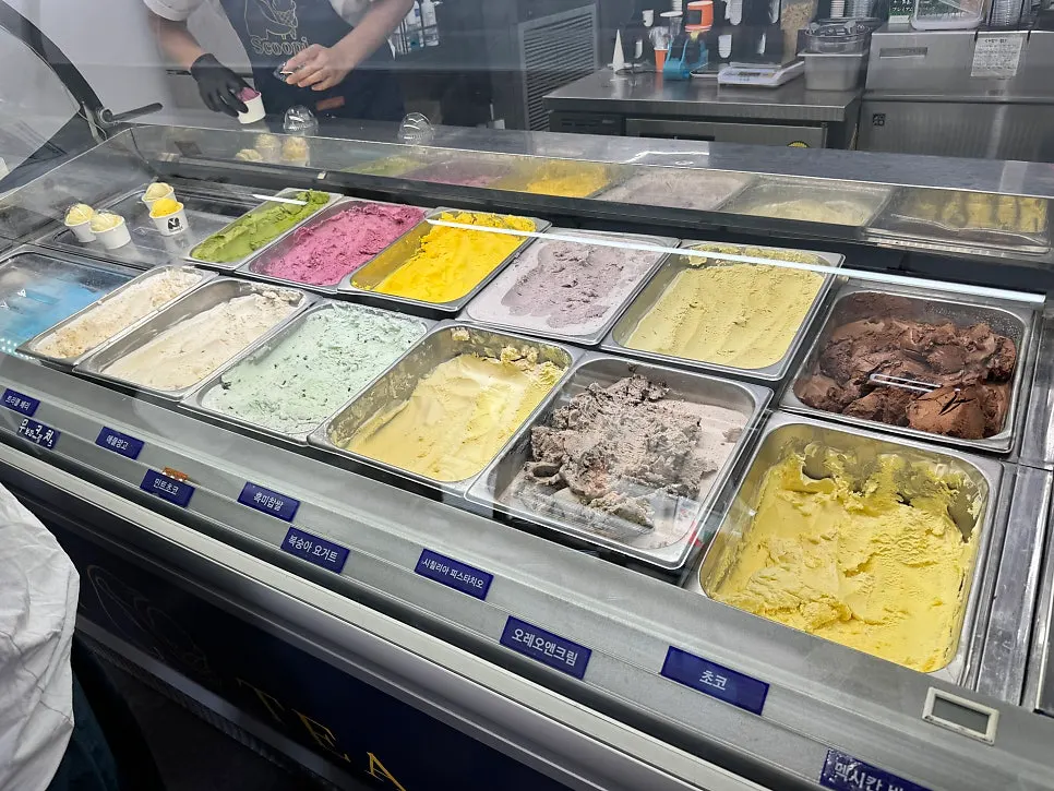 12-flavor gelato showcase display