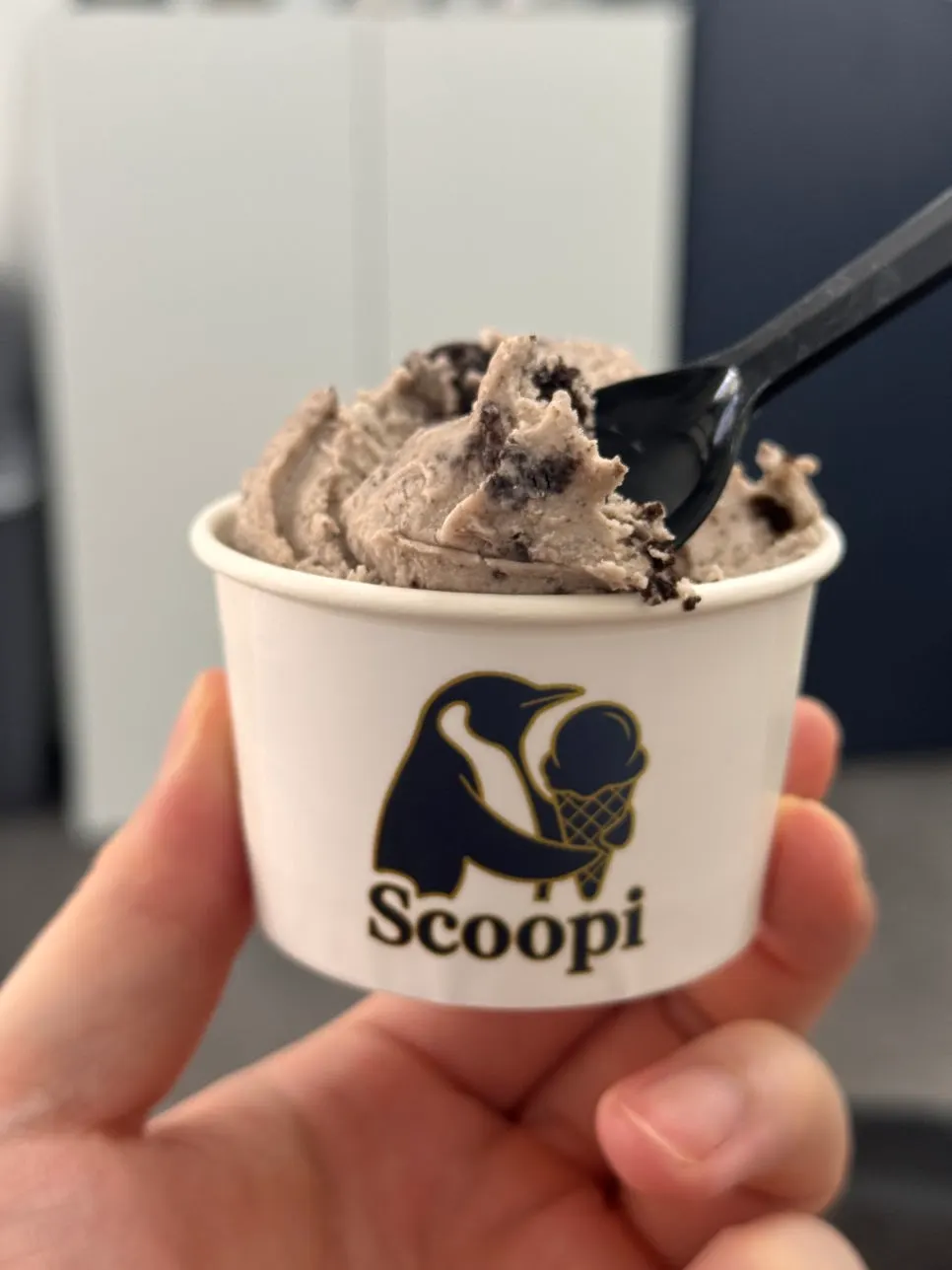 A spoonful of Oreo and Cream gelato