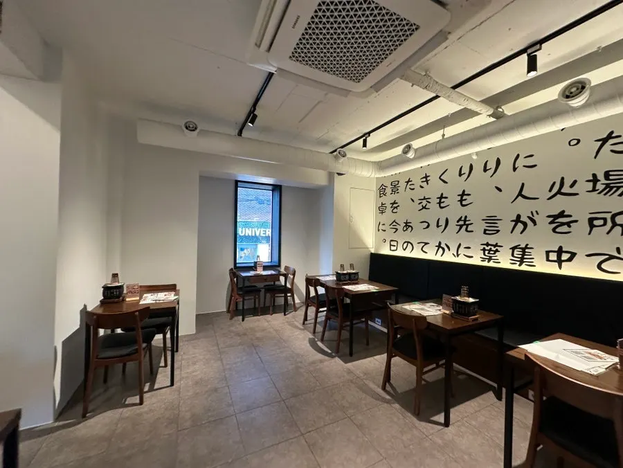 Restaurant interior divided into two sides