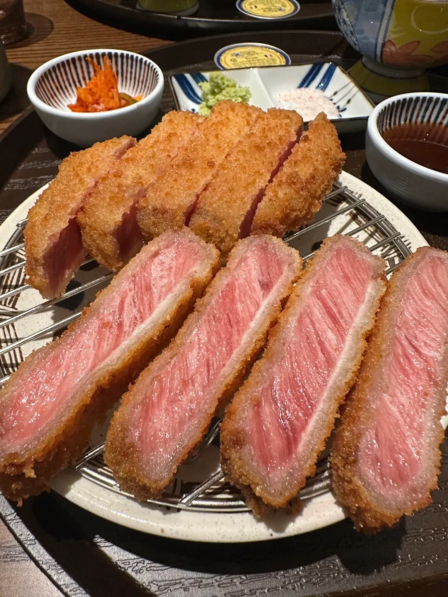 Striploin gyukatsu doneness comparison