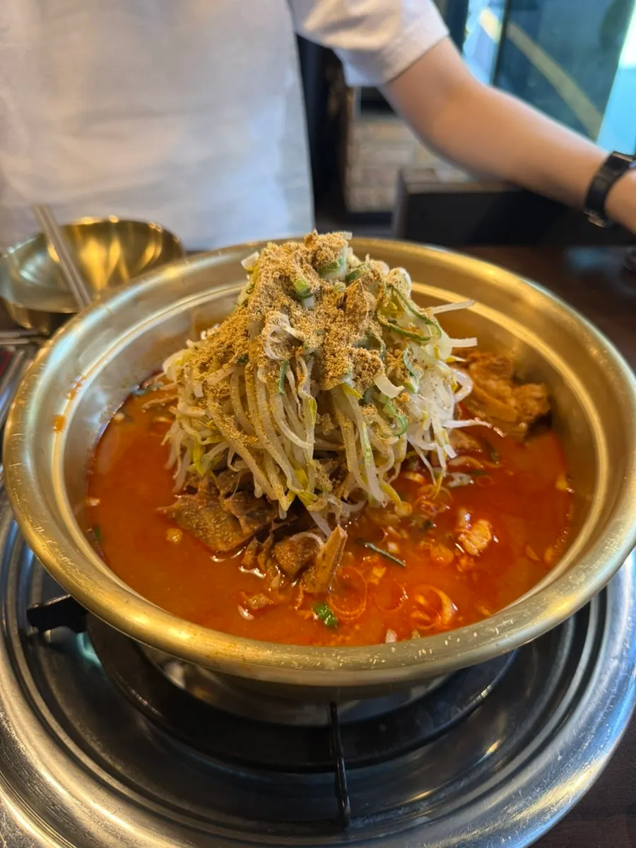 Pot of Haeseonok's gamja jeongol starting to boil