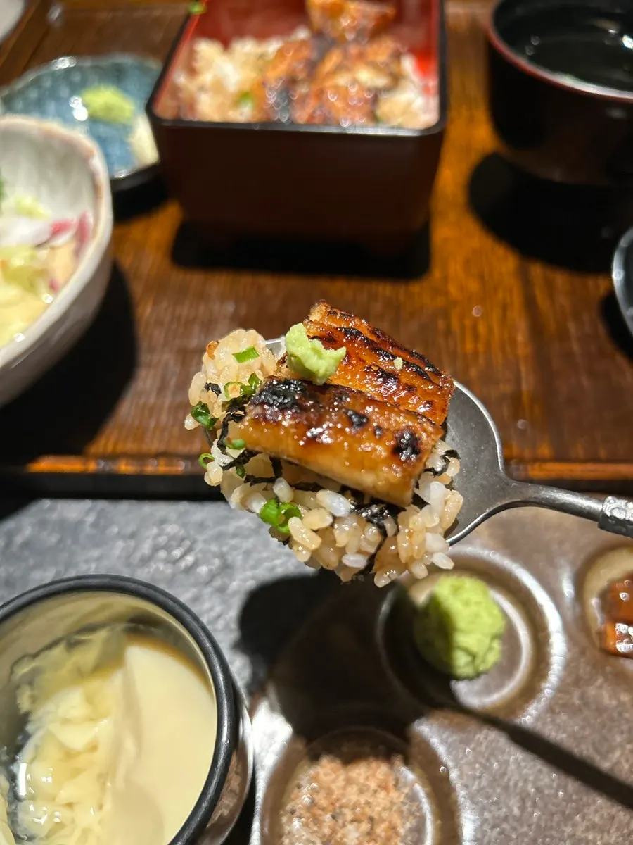 A tender piece of eel from the rice bowl