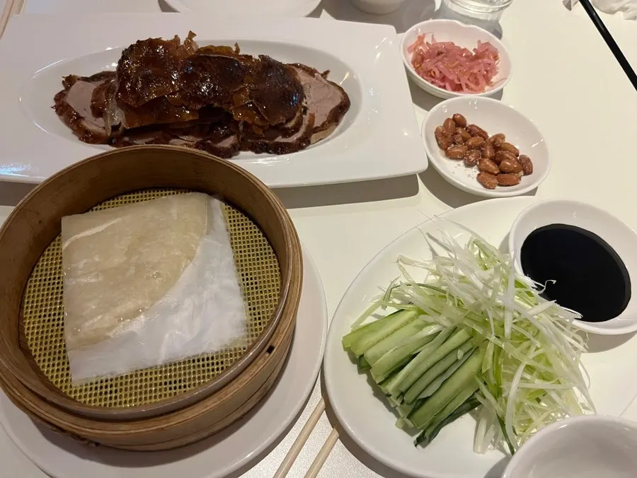 Plate of glossy half Peking duck