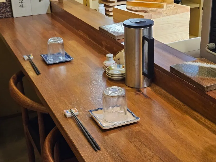 Counter seats at Sakai, great for solo drinking