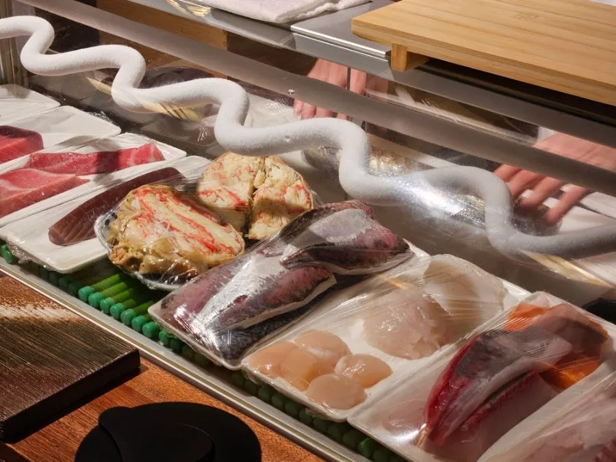Sushi being made in Sakai's open kitchen