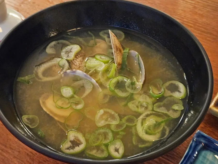 A bowl of clam miso soup