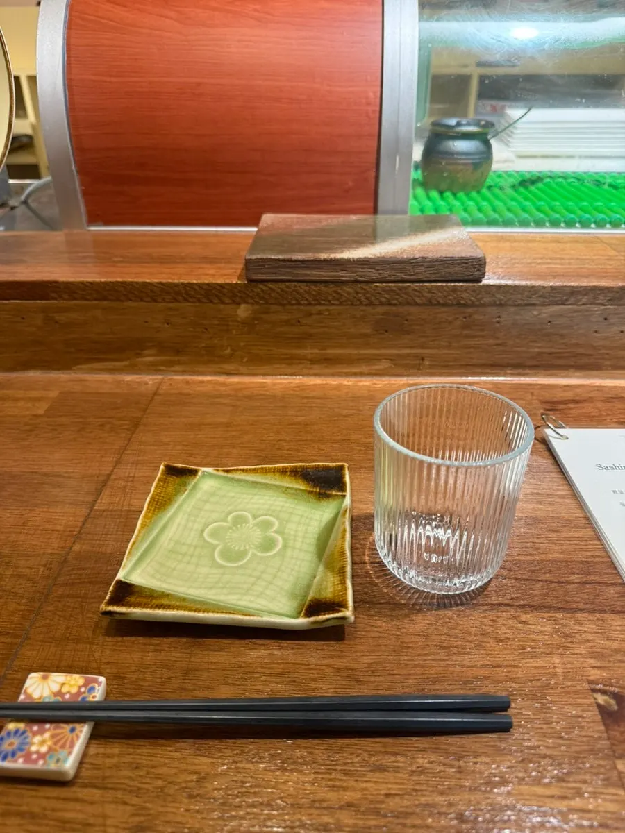View of the chef's work area from the counter seats at Sakai