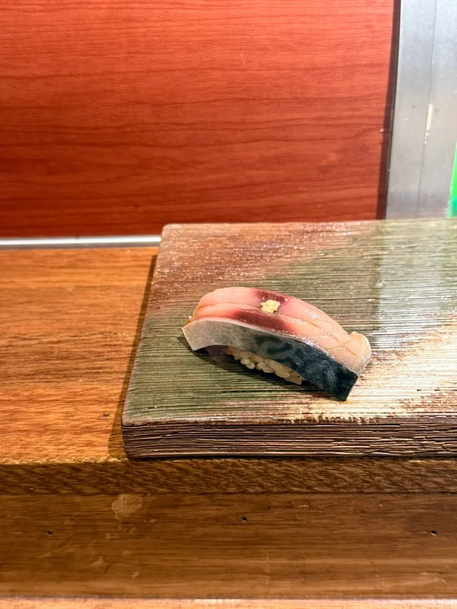 White fish nigiri including horse mackerel