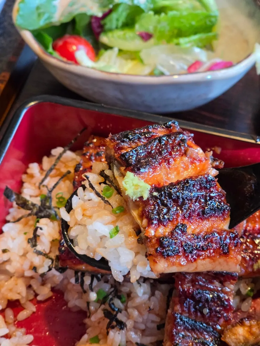 Thickly grilled eel