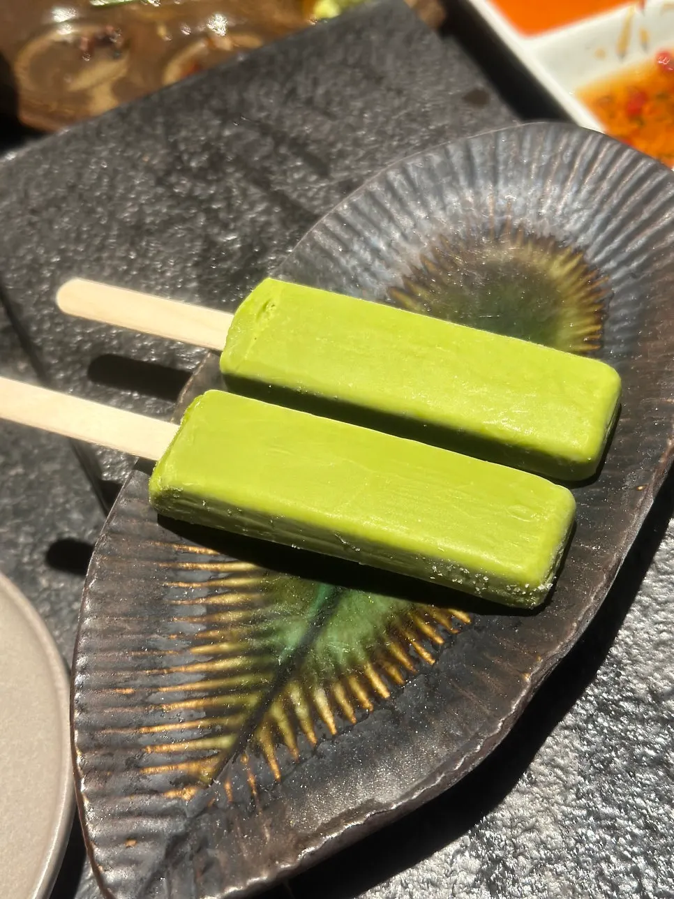Dessert ice cream served after the meal at Manmok