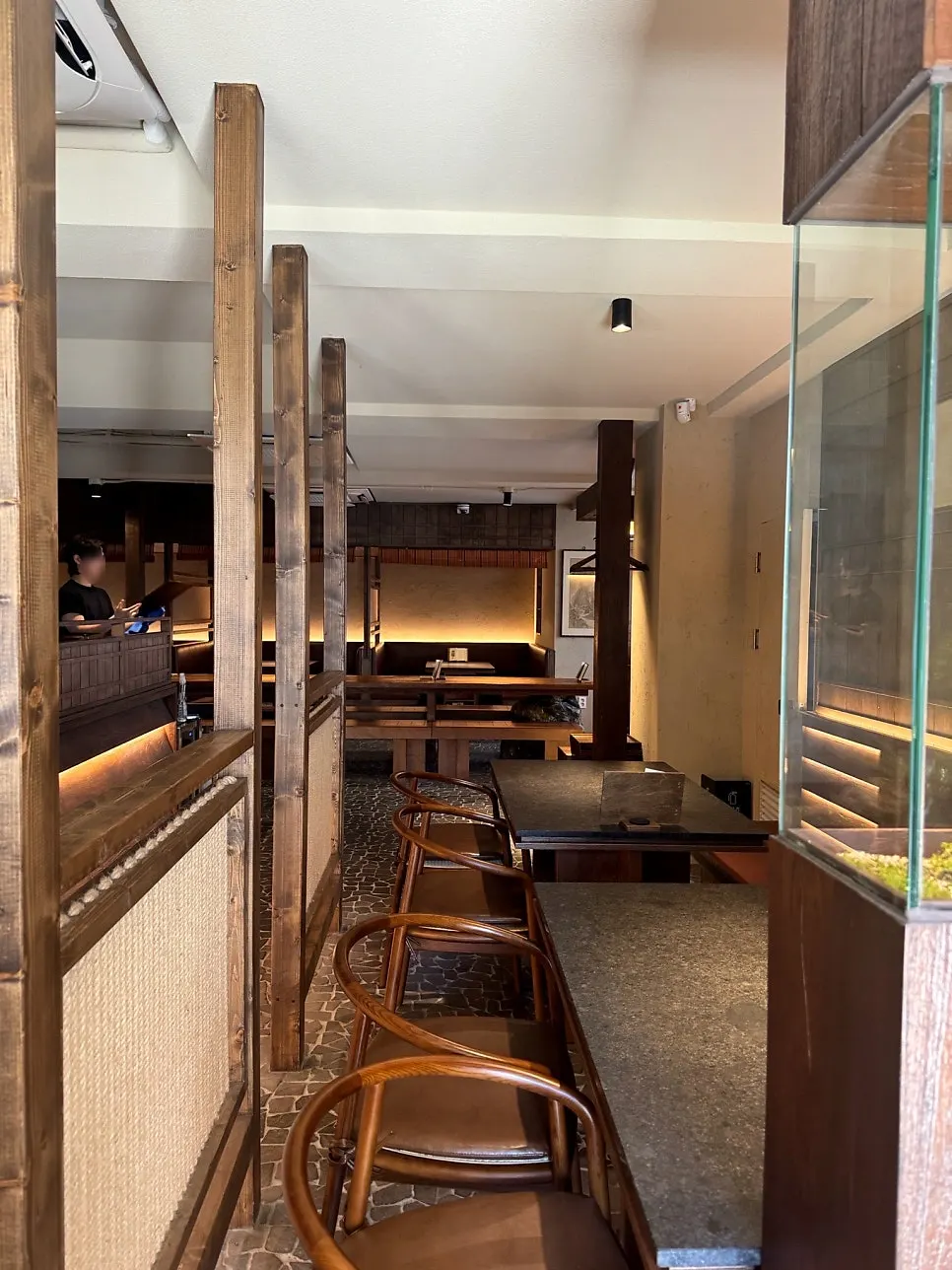 Manmok's dining hall with wood interior