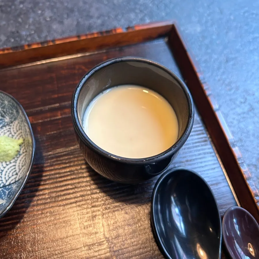 Japanese-style chawanmushi with shrimp inside