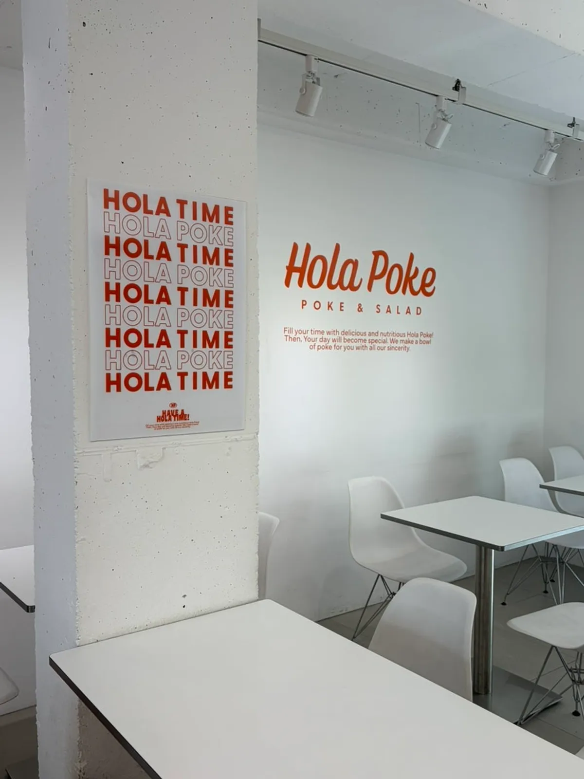 Bright white and orange store interior