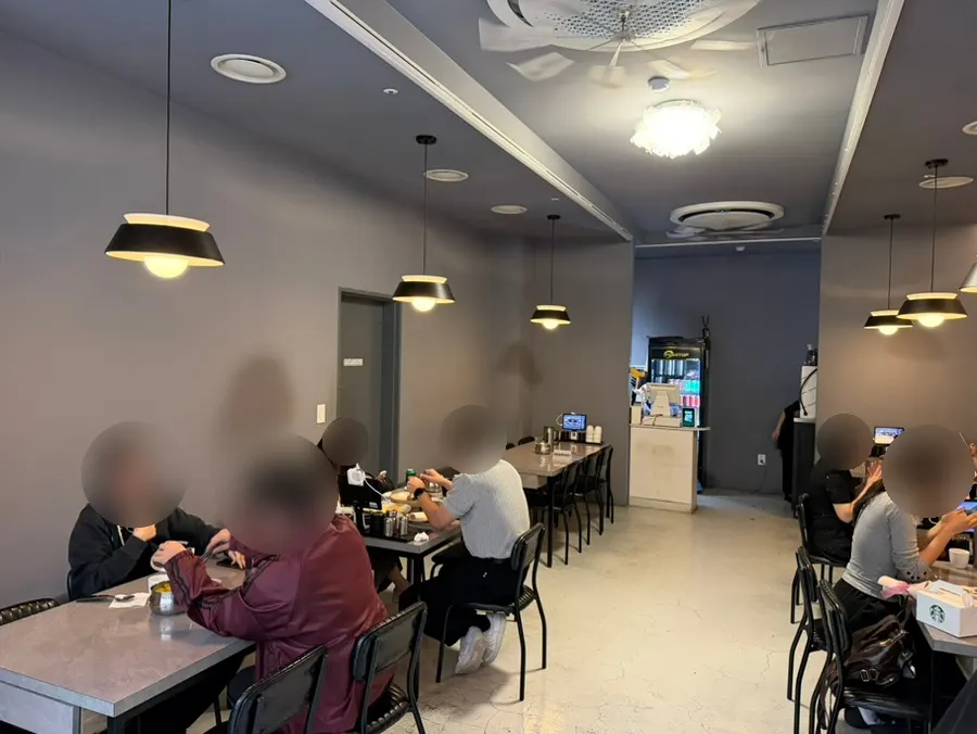 Black-and-gray toned restaurant interior