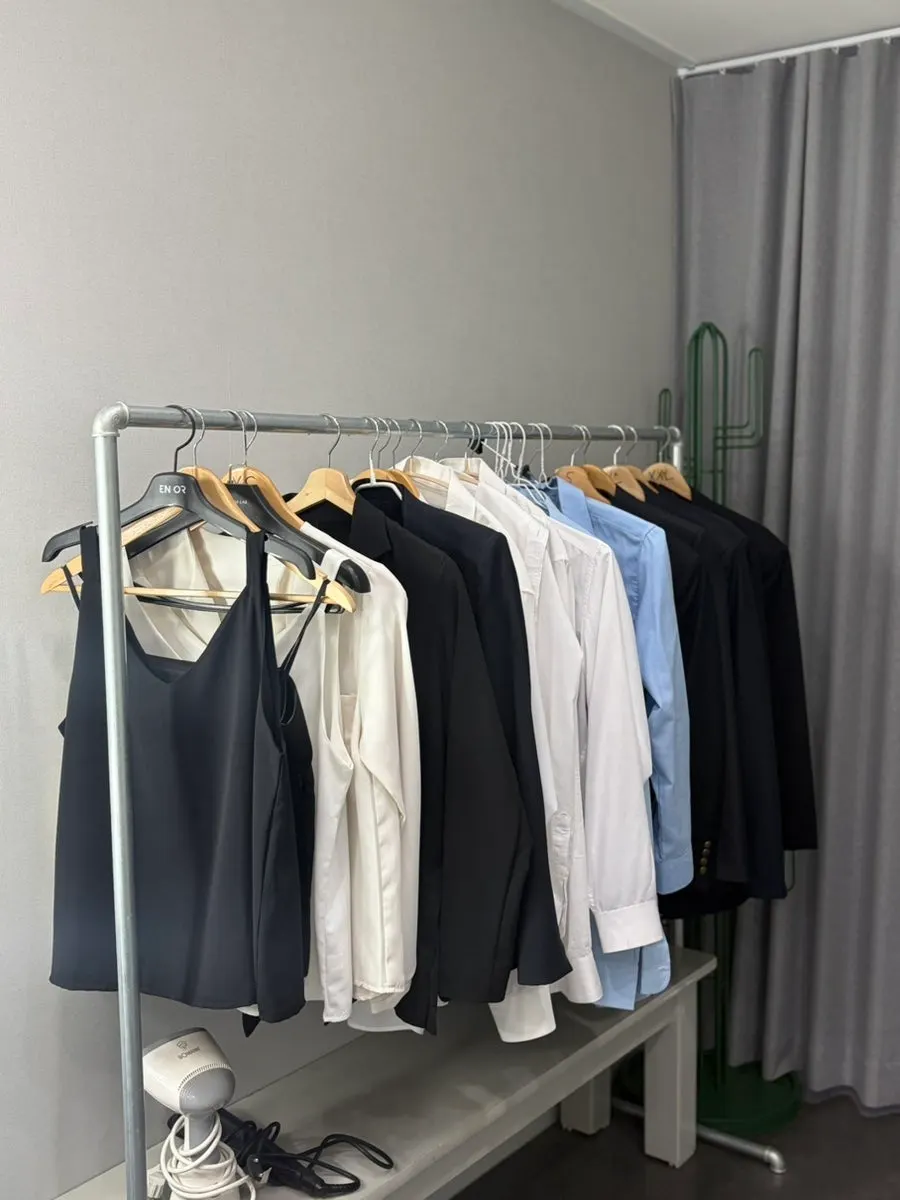Rack of shirts provided for photo shoots