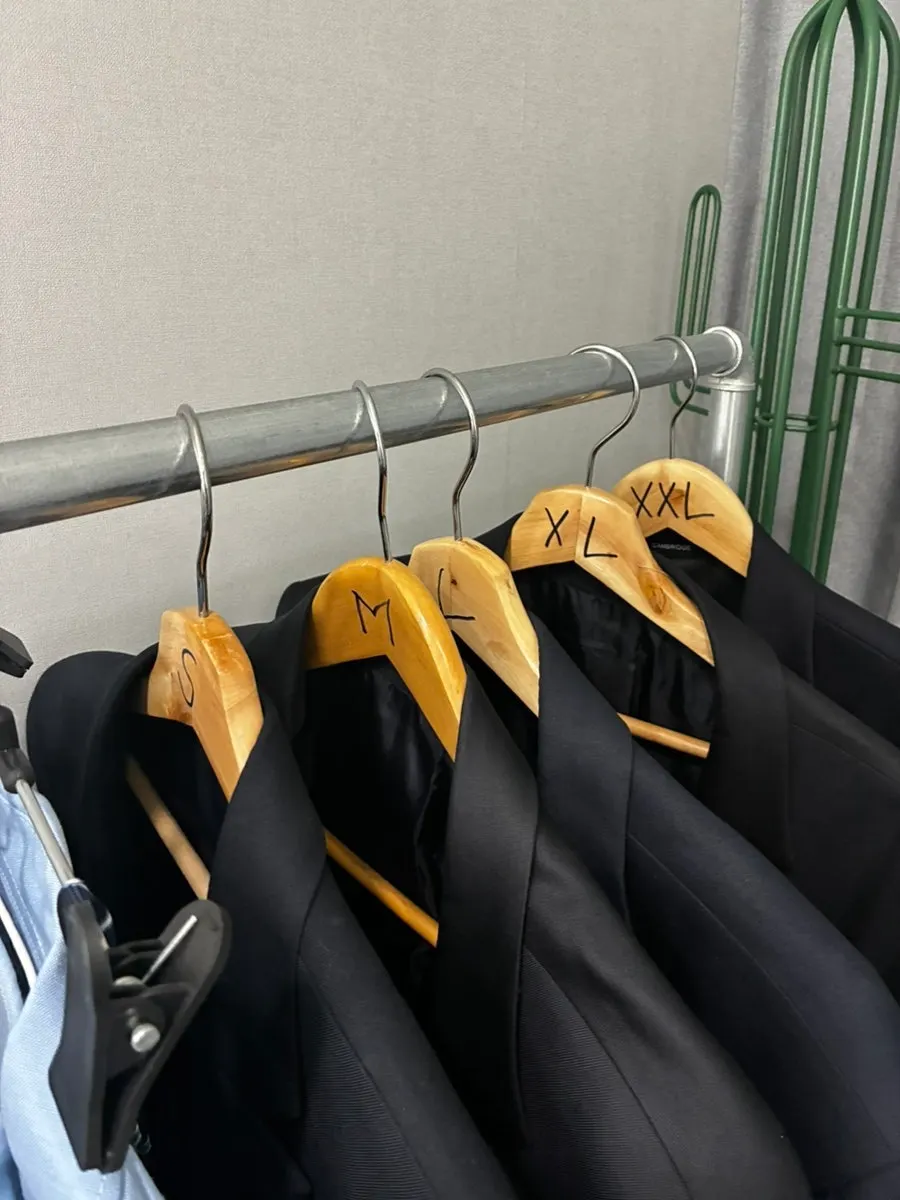 Picking out a suit jacket for the shoot