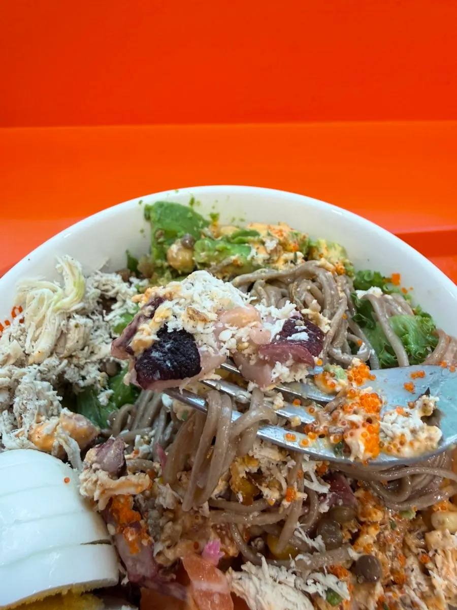 Poke on a soba noodle base