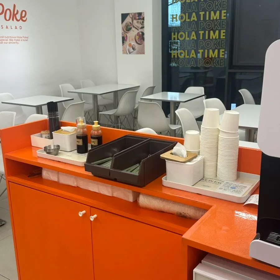 Kiosk ordering area at Hola Poke