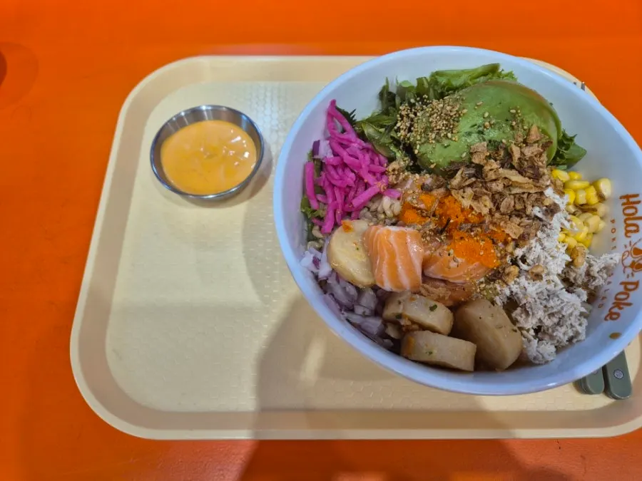 A bowl of Super Protein poke with scallop add-on