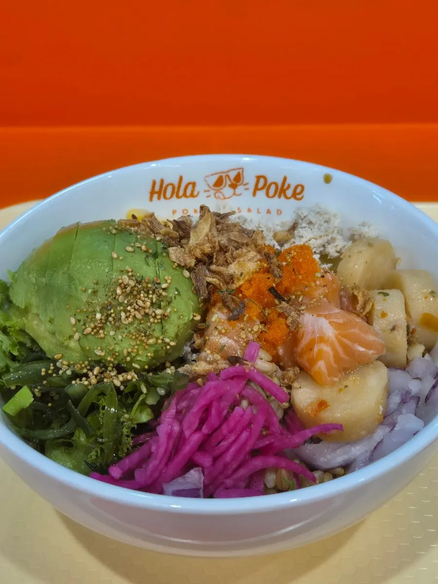 Super Protein poke mixed with the recommended sauce
