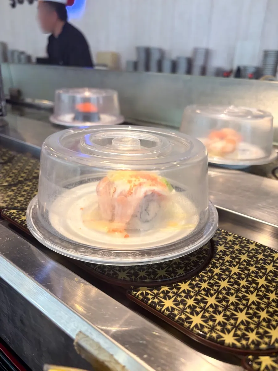 Plate of pickled ginger taken off the belt