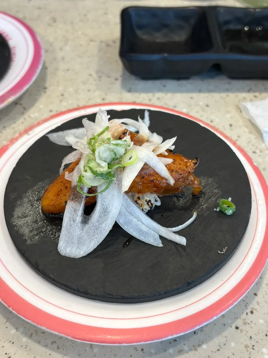 Several sushi plates picked that day