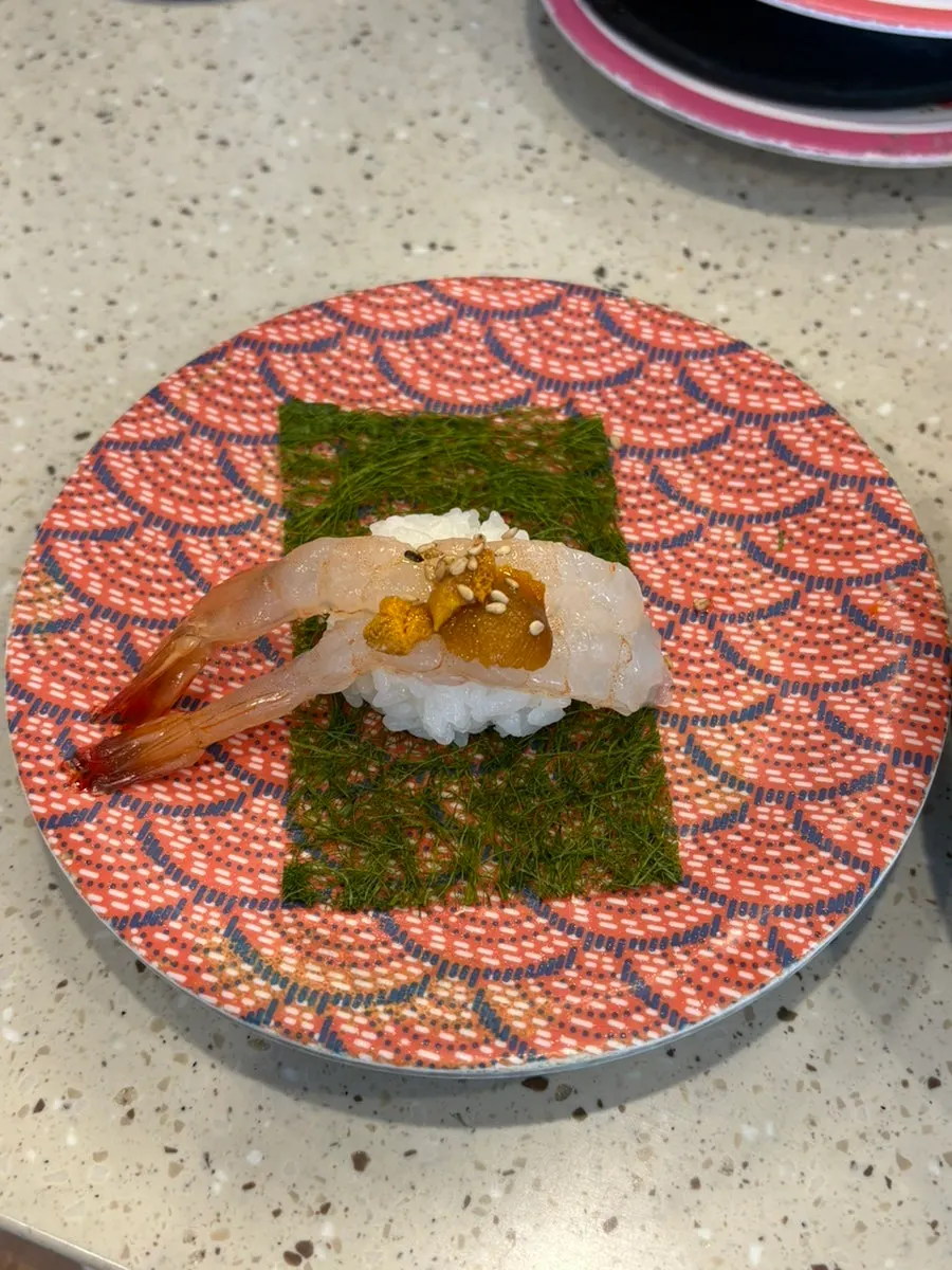Close-up of flounder fin sushi