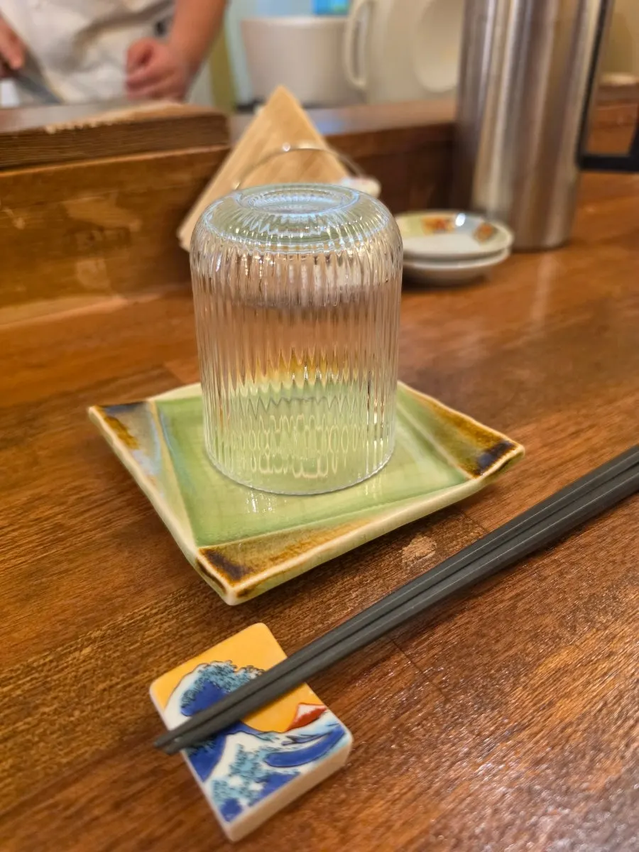 Counter table set up ahead of our reservation time