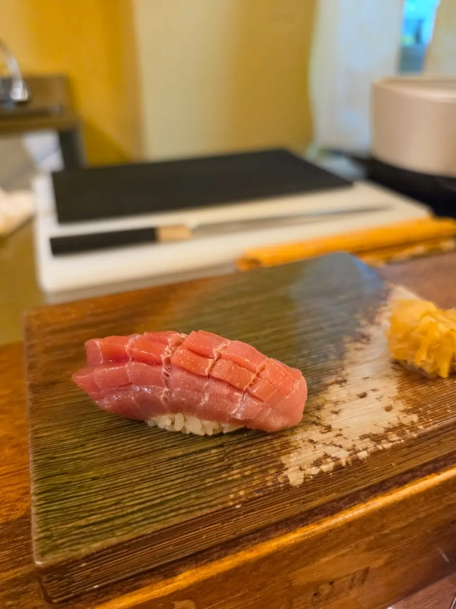 A piece of fresh fish nigiri