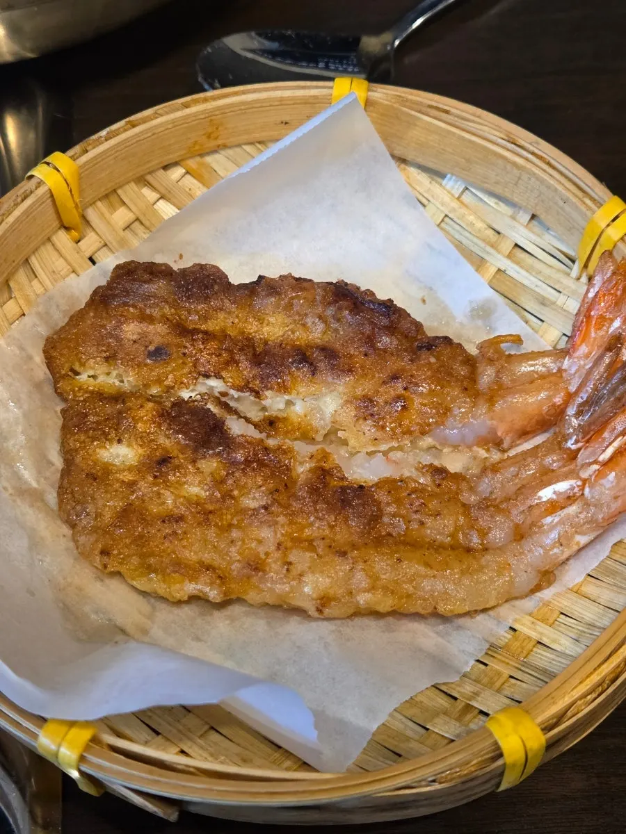 A piece of Haeseonok's shrimp pancake