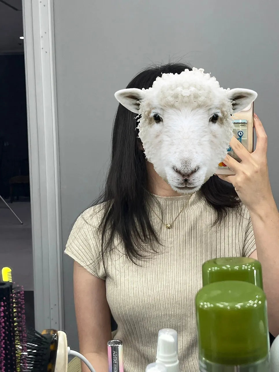 사진관에 준비된 드라이기와 고데기 등 헤어용품
