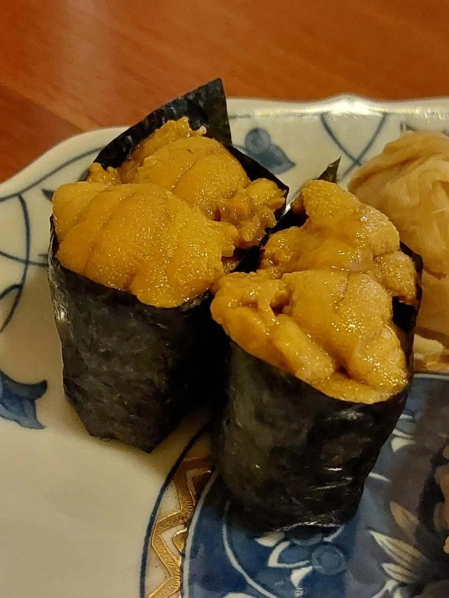 Nigiri sushi shaped by the chef