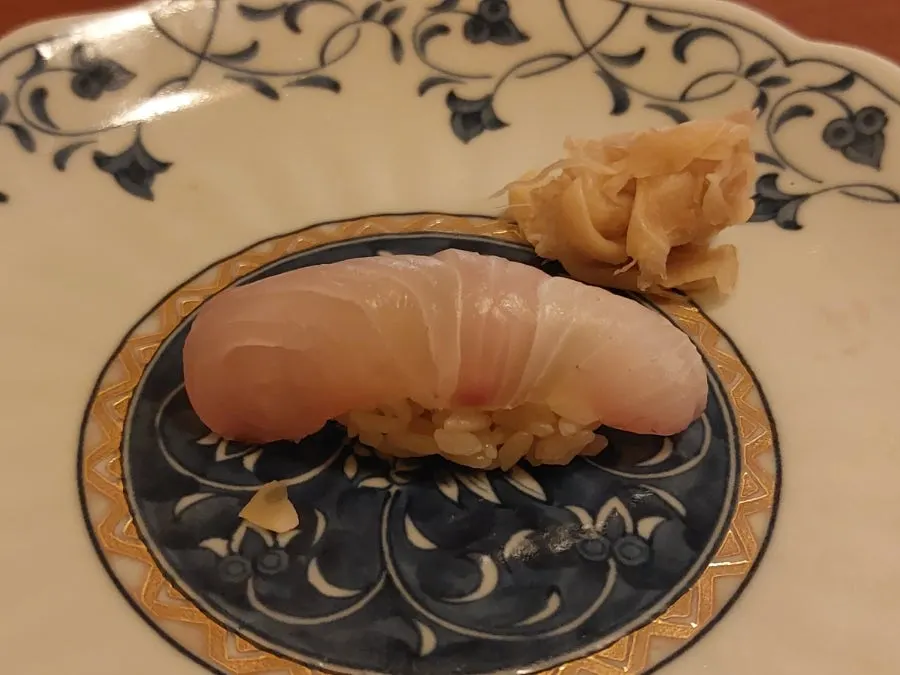 Close-up of a plate of Sakai sushi