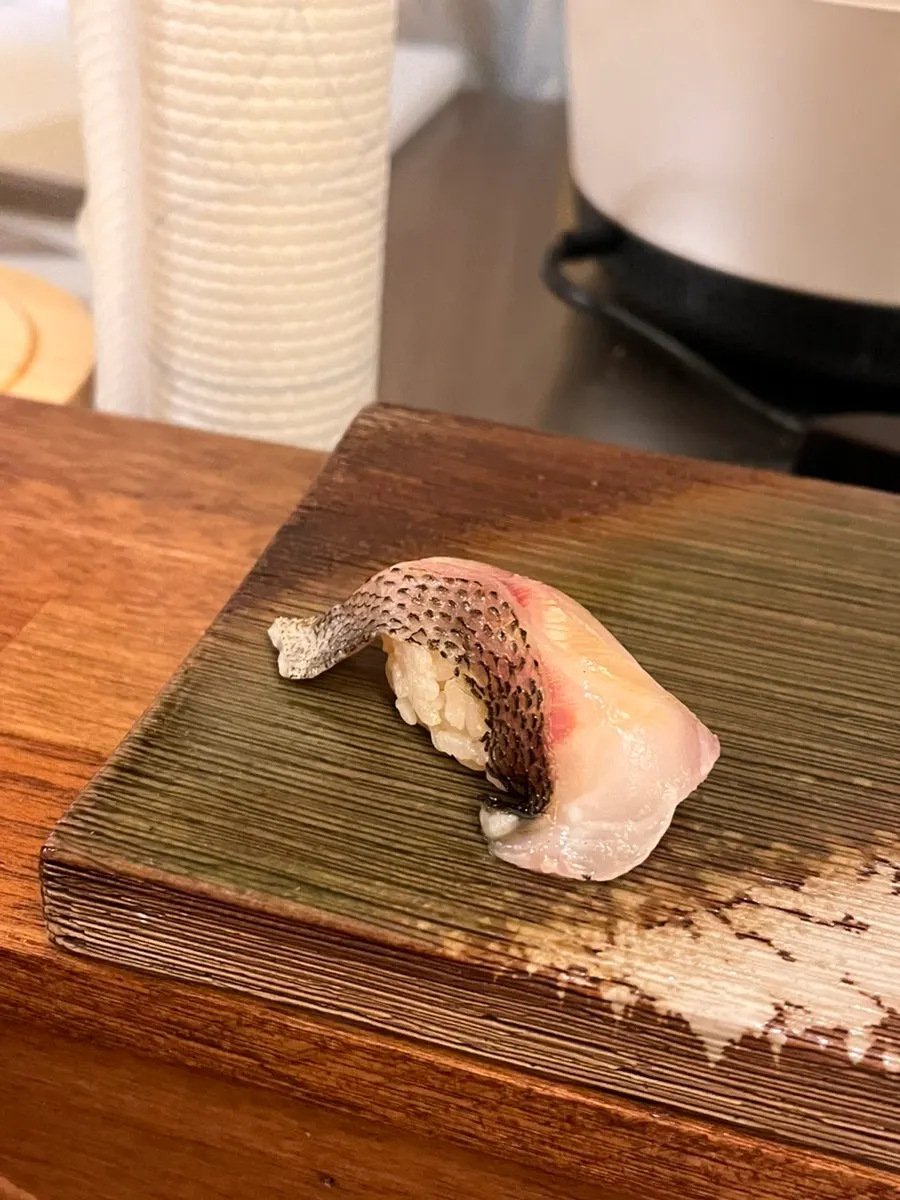 A piece of sea bream nigiri