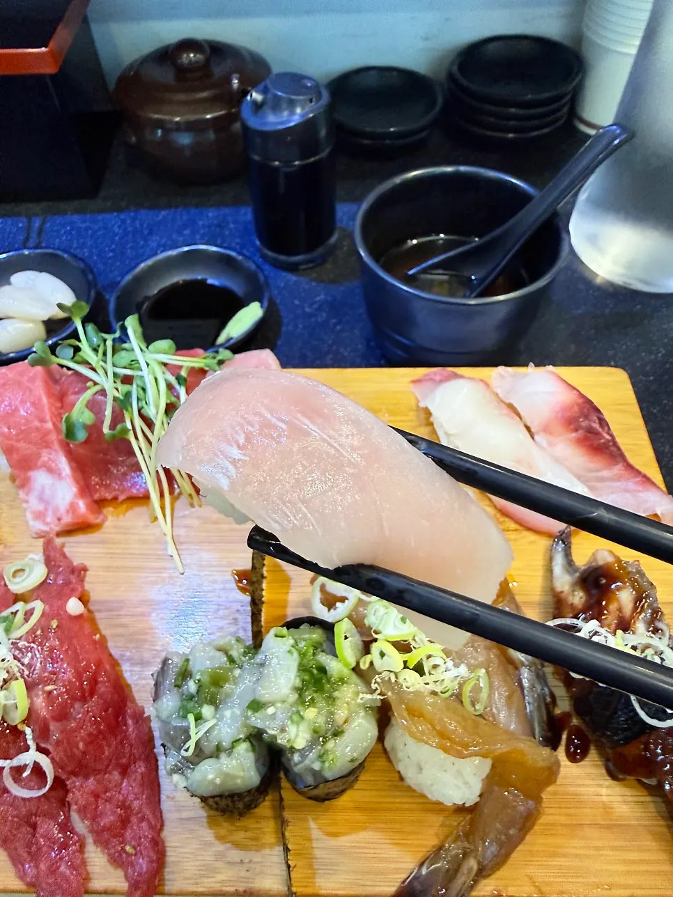 Various types of sushi included in the set