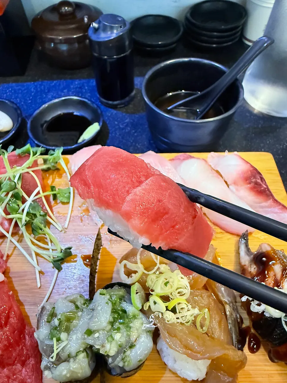 A piece of clean-flavored white fish sushi