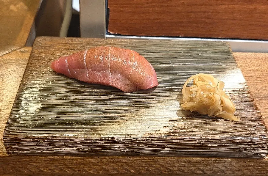 Thick-cut otoro sushi