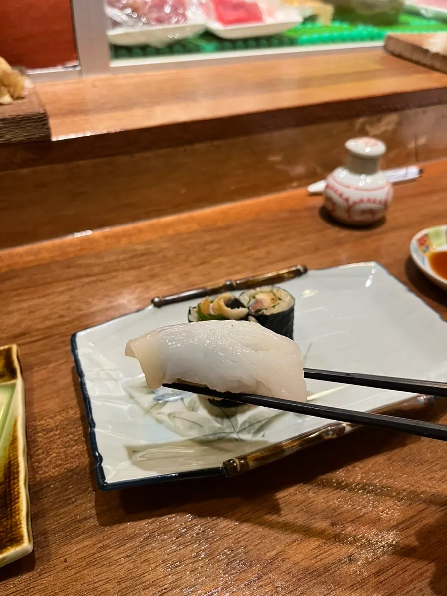 Squid (aori ika) nigiri at Sakai