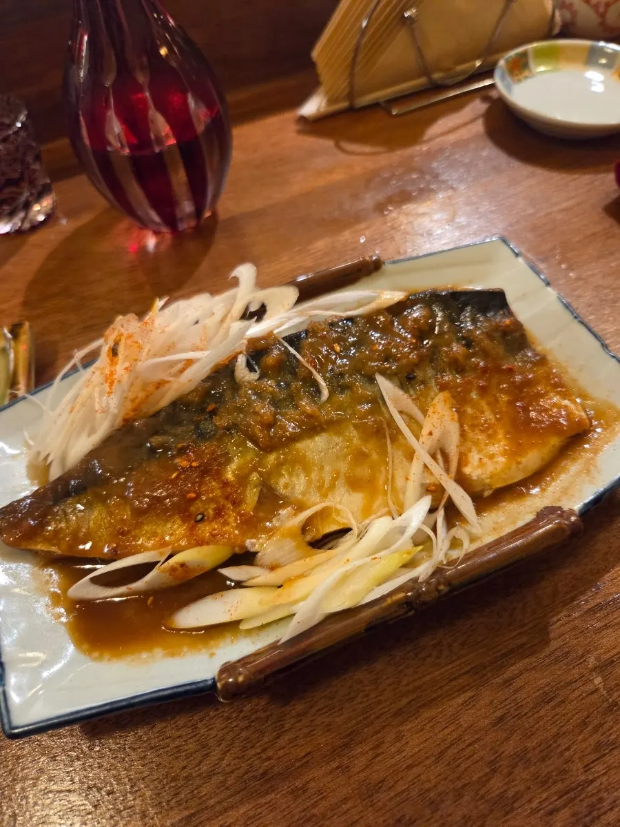 Grilled mackerel with miso paste, sabab miso-ni